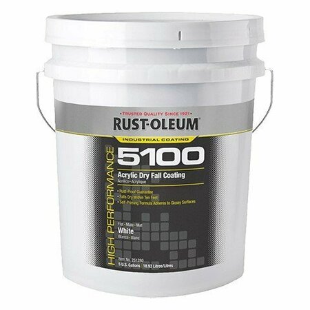 RUST-OLEUM Coating, Specialty, 5 gal, White, Flat, Acrylic, Water 251280